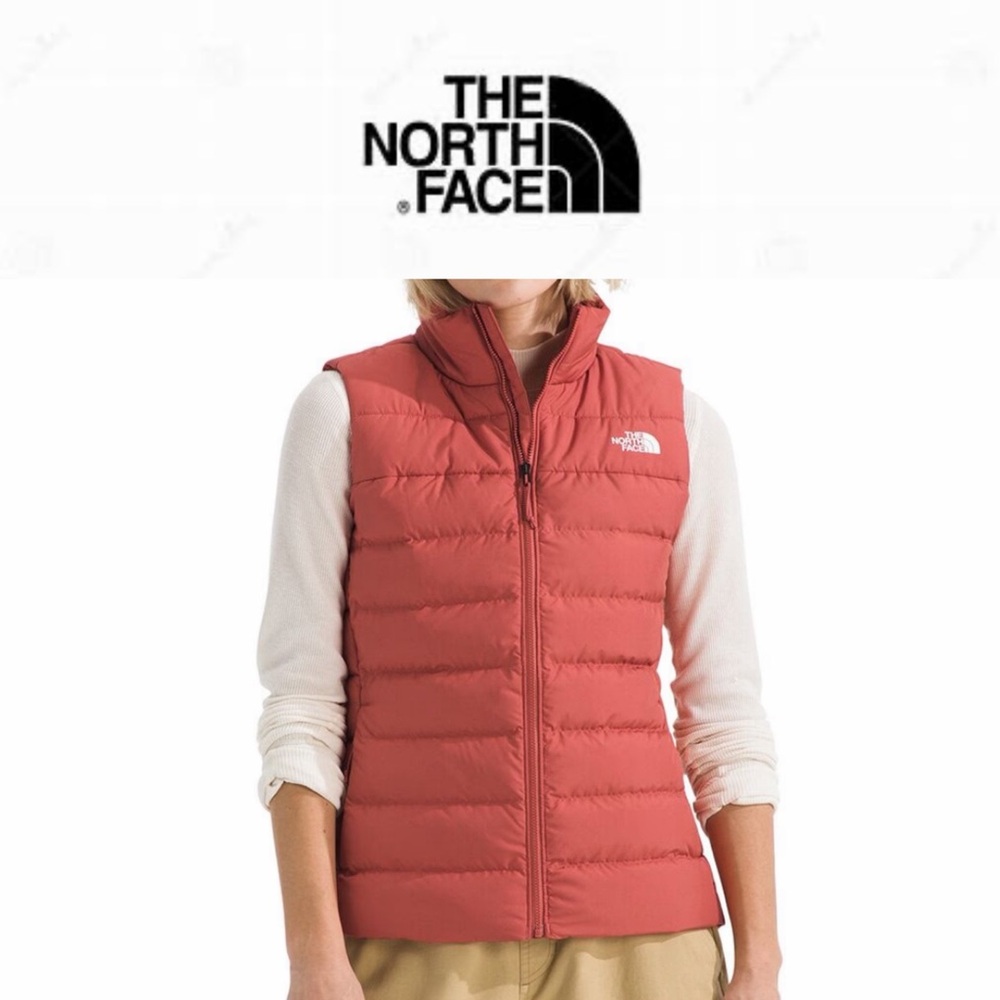 SZ L North Face Women’s Coral Red Quilted Puffer Vest